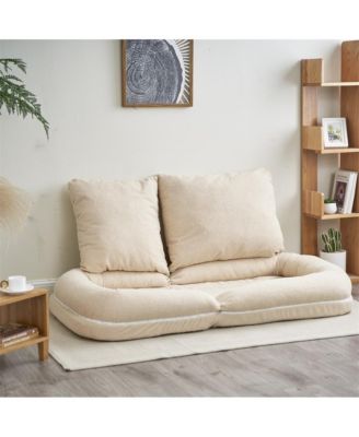 Triple Fold-Down Sofa Adjustable Recliner with Thick Mattress for Multifunctional Use