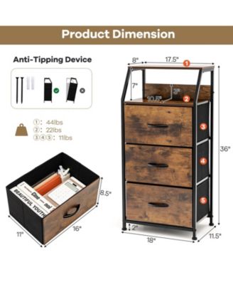 Freestanding Cabinet Dresser with Wooden Top Shelves