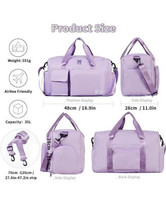 Women's Gym Duffle Bag with Shoes Compartment, 37L Capacity, Ideal for Travel, Gym, Sports, Duffel, Weekender