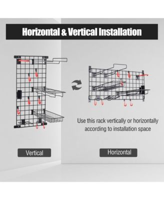 Sports 31x17" Equipment Wall Storage Panel, Wall Mount Garage Storage Organizer for Sports Gear and Bike