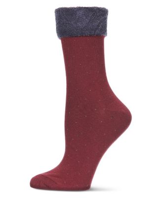 Women's Pindot Soft-Fit Thick Cuff Cotton Rich Crew Sock