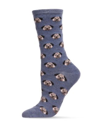 Women's Soft Pretty Puppy Dog Face Cashmere Blend Crew Socks