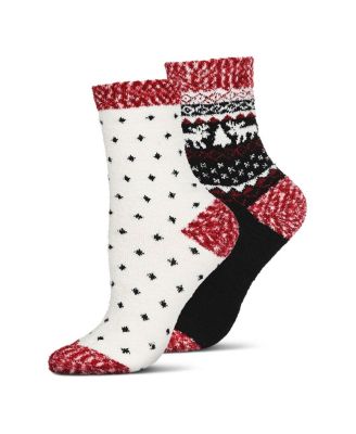 Women's 2 Pair Pack Fairisle Border Cloud Soft Crew Socks