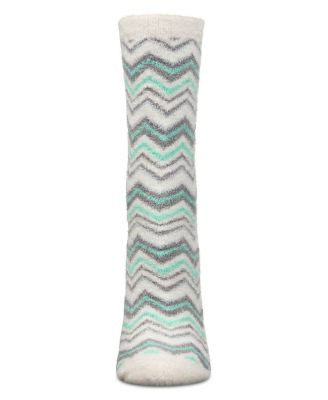 Women's Zig Zag Stripes Aloe Infused Crew Socks