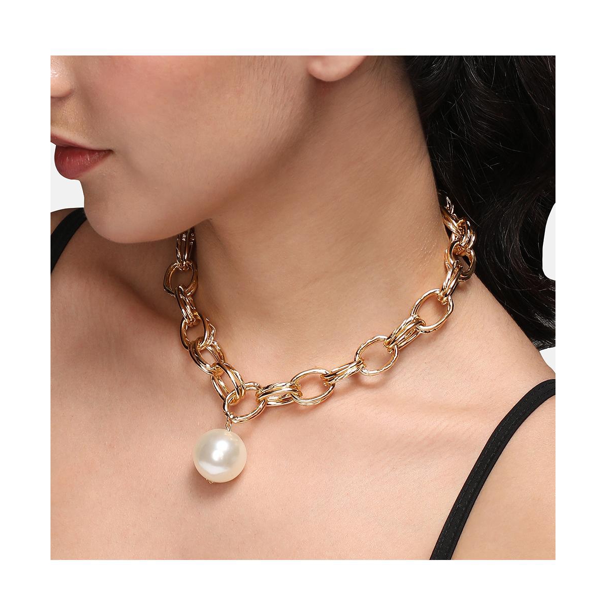 Sohi Women's Pearl Chain Necklace