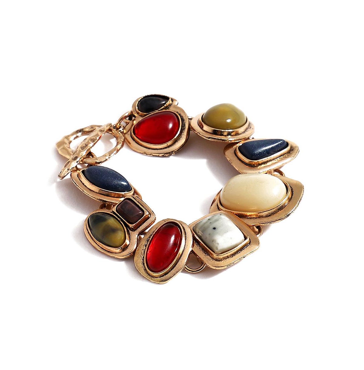 Sohi Women's Gold Color Maxi Stone Bracelet
