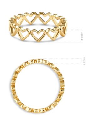 Open Heart Eternity Ring in Gold Plated Sterling Silver, Size 6