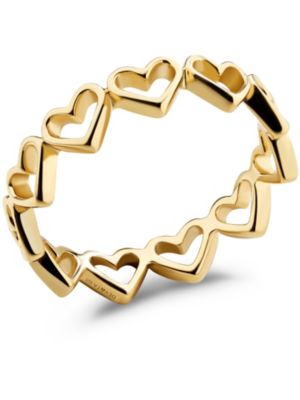 Open Heart Eternity Ring in Gold Plated Sterling Silver, Size 8