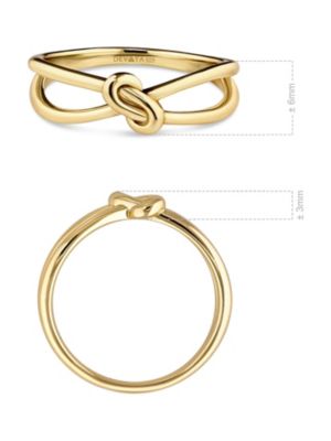 Love Knot Ring in Gold Plated Sterling Silver, Size 6