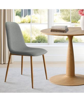 3-Piece 34.5" Dining Set with Sculpted Pedestal Table and 2 Upholstered Chairs with Curved Back and Light Wood Legs