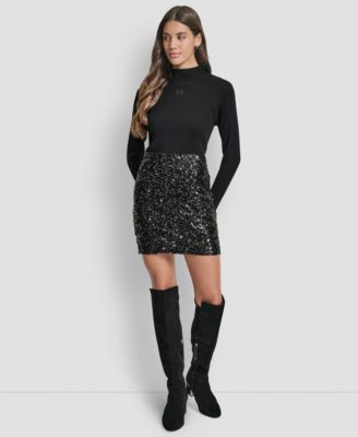 DKNY Jeans - Women's Sequin Embellished Mini Skirt
