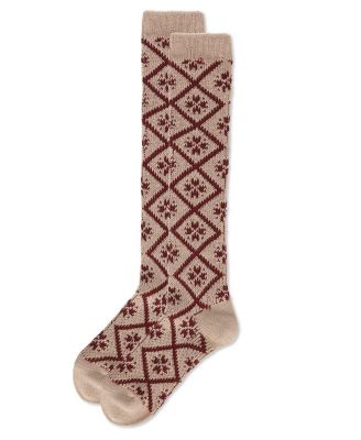 Women's Open Crochet Diamond Pattern Chunky Knee High Sock