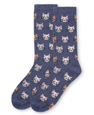 Women's Soft Cheerful Cat Face Cashmere Crew Socks