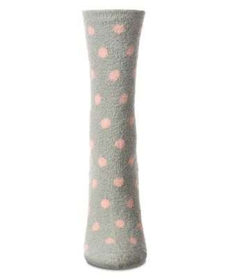 Women's Polka Dot Non-Skid Lavender Infused Crew-Length Cozy Spa Sock