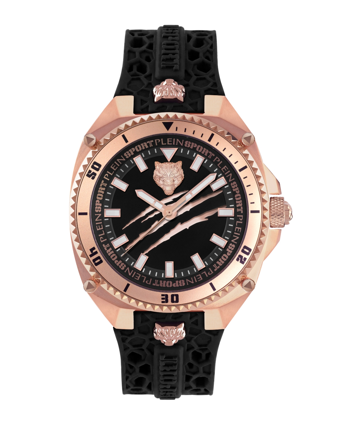 Plein Sport Mens Thunder Force 3 Hand Quartz Black Silicone Strap 47mm