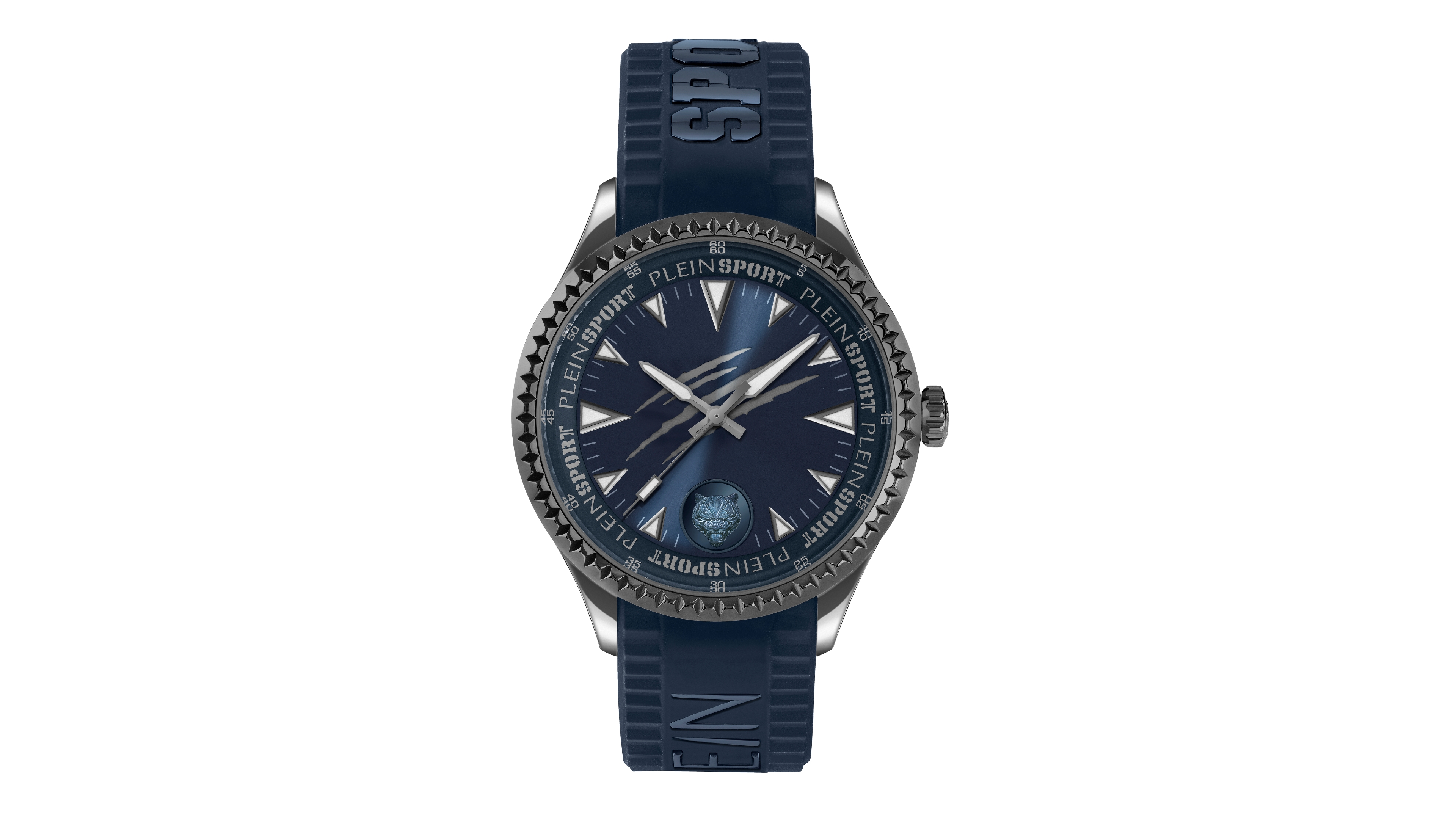 Plein Sport Mens Lineman 3 Hand Quartz Blue Silicone Strap 45mm