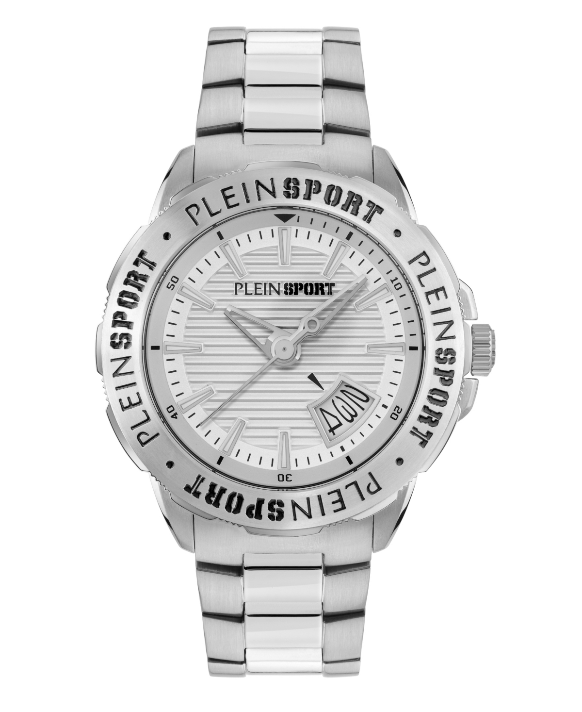 Plein Sport Mens Rampage 3 Hand Date Quartz Stainless steel Bracelet 44MM