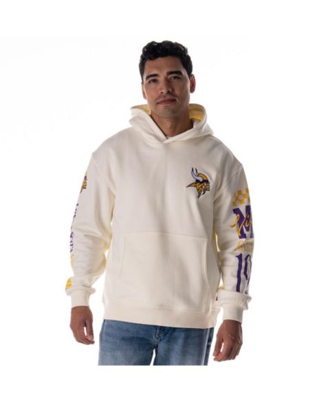 Худи The Wild Collective Cream Minnesota Vikings Stacked Graphic Sleeve Fleece