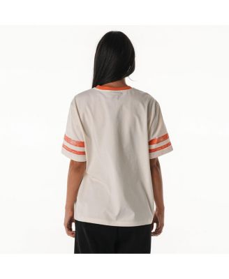 Women's Cream Cleveland Browns Vintage Drop Shoulder Oversized Boyfriend T-Shirt