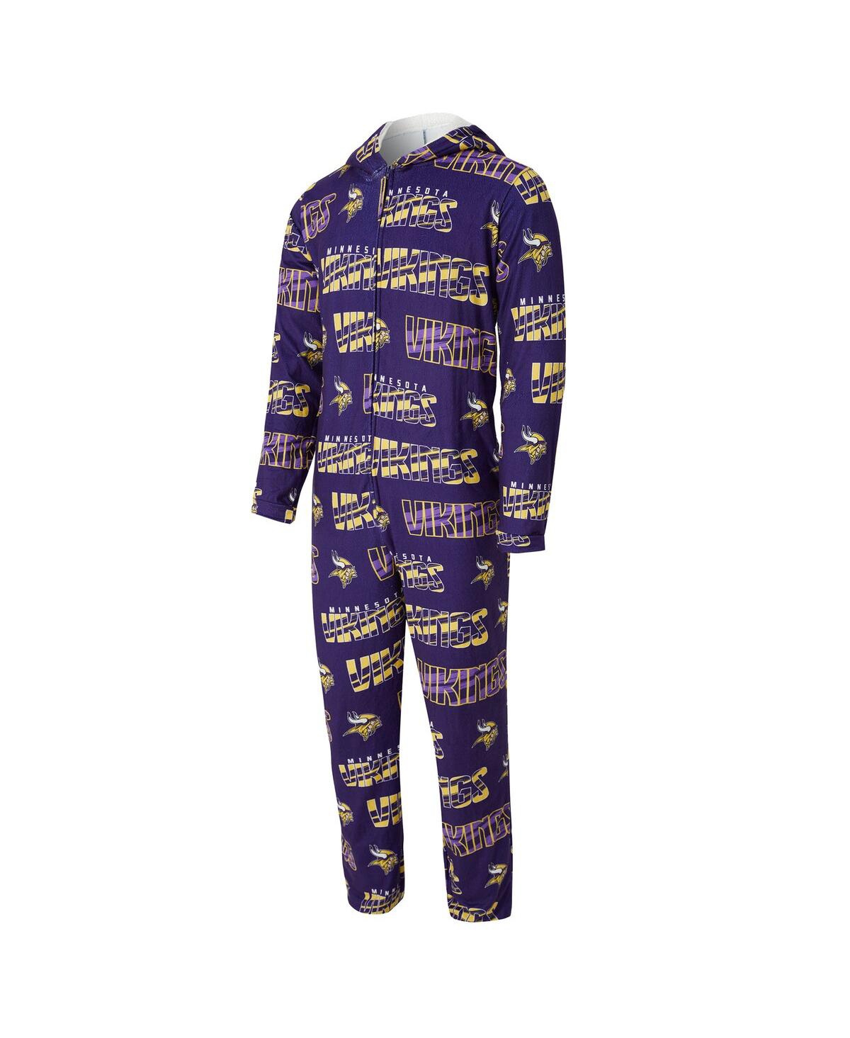Concepts Sport Men's Purple Minnesota Vikings Shuffle All-over-print Microfleece Full-zip Union Suit In Purple