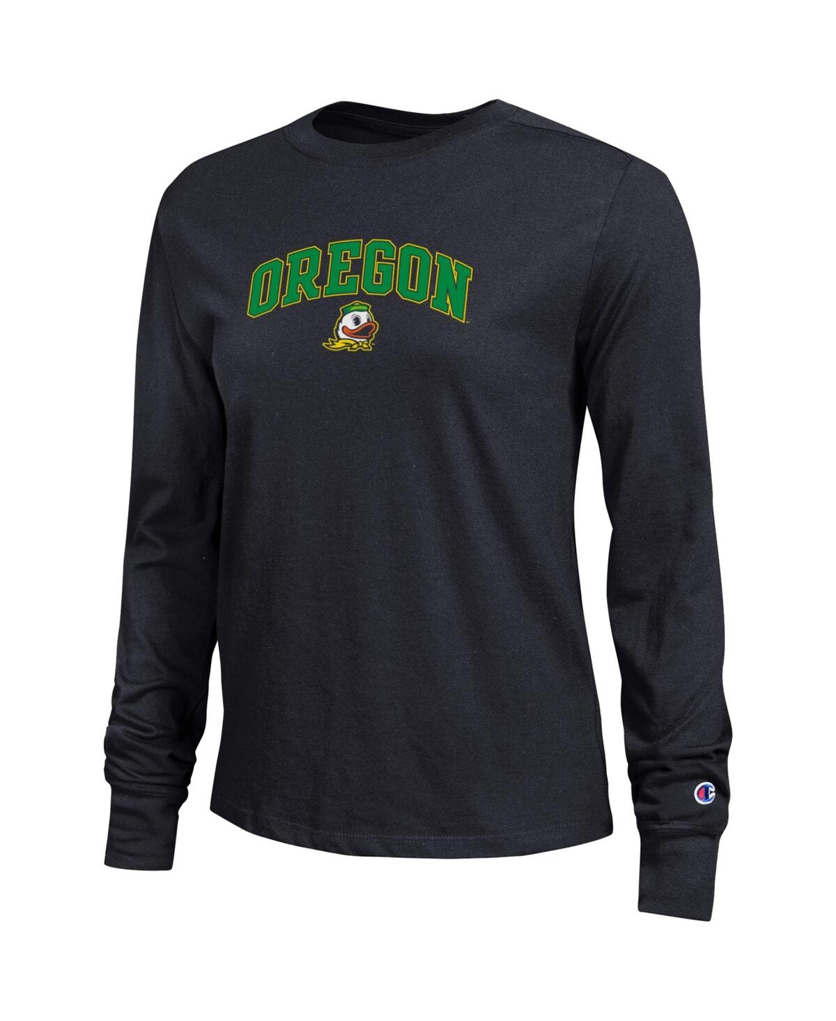 Champion Women's Black Oregon Ducks Arch Over Logo Long Sleeve T-shirt In Black