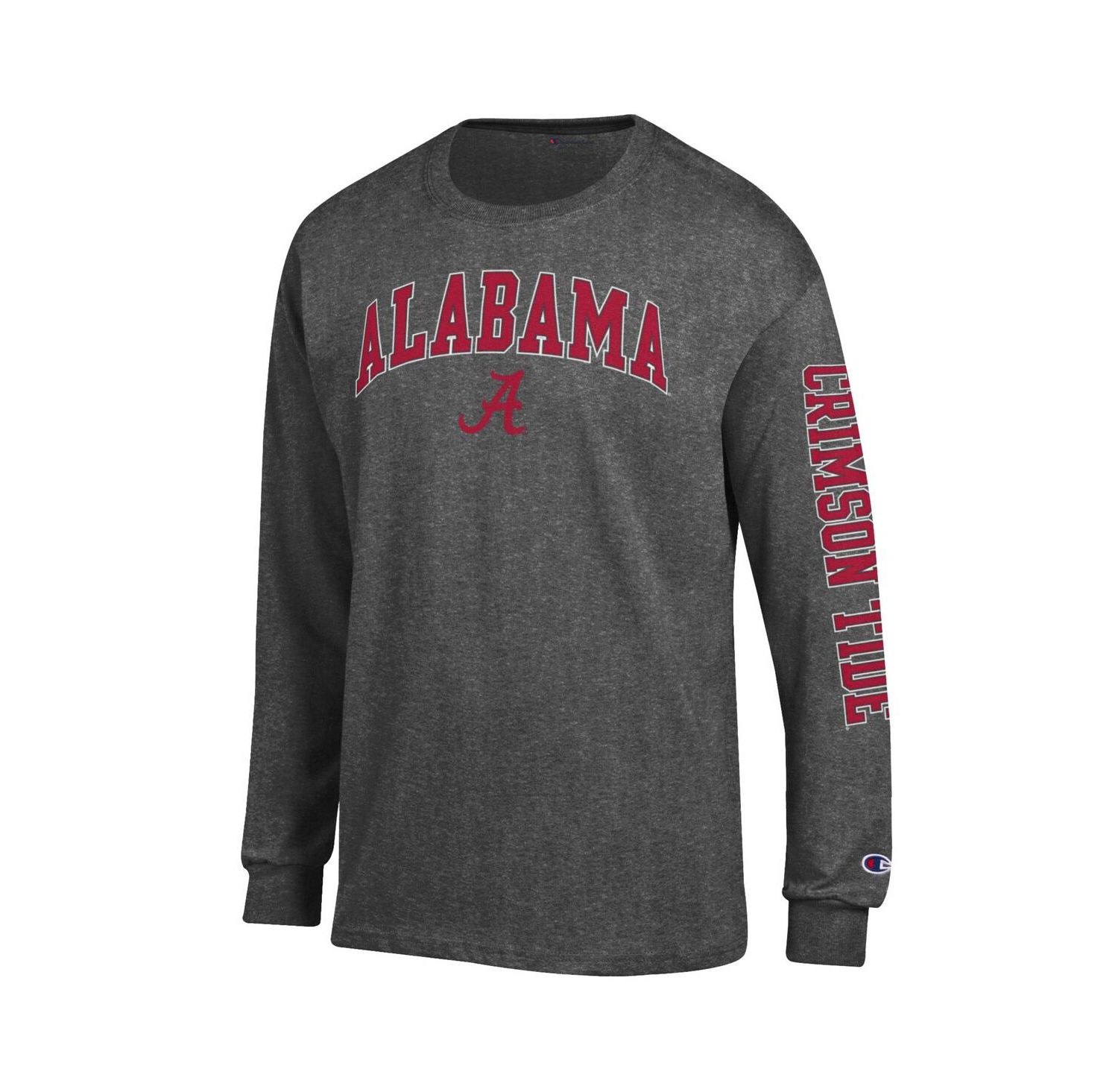 Men's Crimson Alabama Crimson Tide Arch Over Logo 2-Hit Long Sleeve T-Shirt