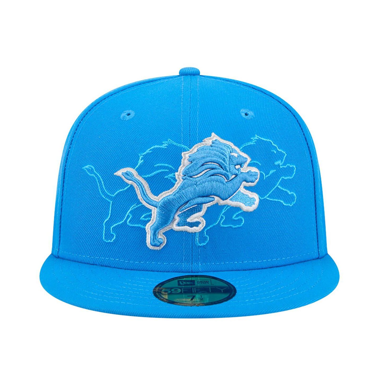 Мужская кепка New Era Blue Detroit Lions Tri-Hit 59FIFTY Fitted Hat — фото 2