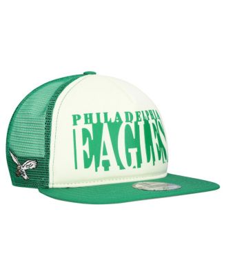 New Era - Men's Cream/Kelly Green Philadelphia Eagles Throwback Cutout A-Frame 9FIFTY Snapback Hat
