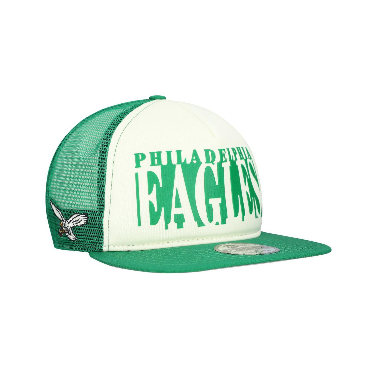 Men's Cream/Kelly Green Philadelphia Eagles Throwback Cutout A-Frame 9FIFTY Snapback Hat
