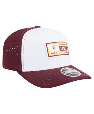 Men's White/Maroon Arizona State Sun Devils Perforated Patched 9SEVENTY Adjustable Hat
