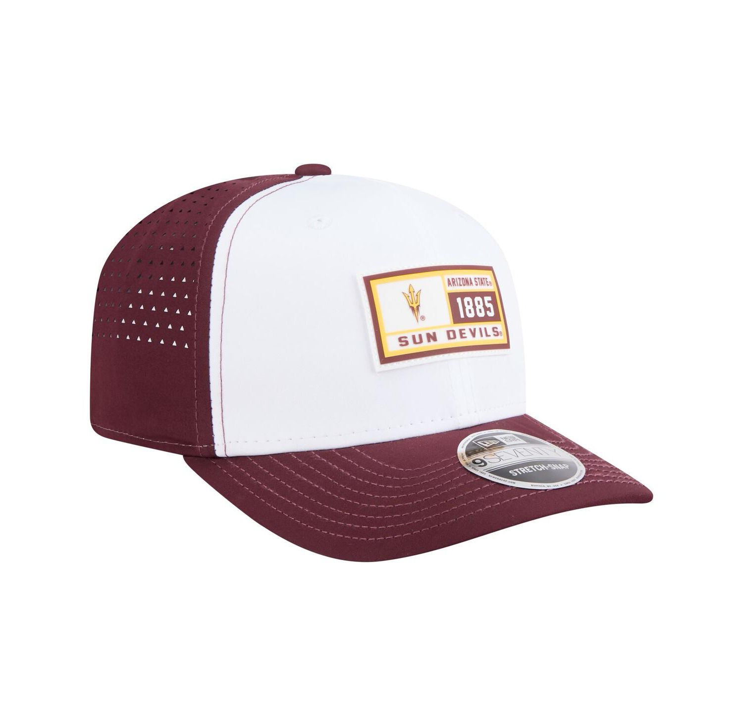 Men's White/Maroon Arizona State Sun Devils Perforated Patched 9SEVENTY Adjustable Hat