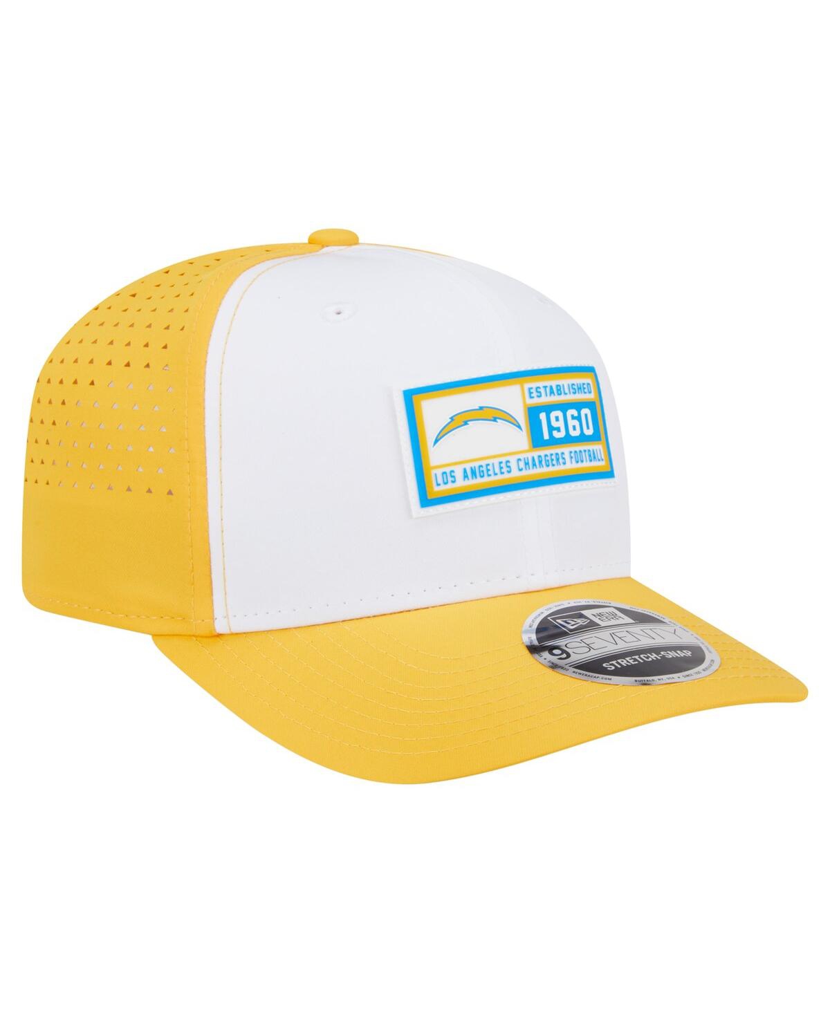 New Era Men's White/yellow Los Angeles Chargers Established Patch 9seventy Adjustable Hat In Yellow