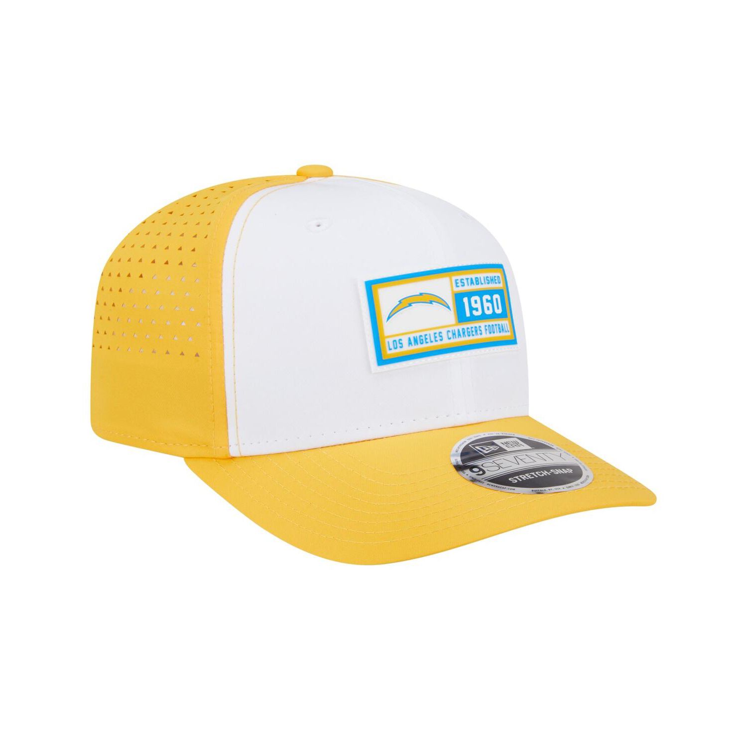 Men's White/Yellow Los Angeles Chargers Established Patch 9SEVENTY Adjustable Hat