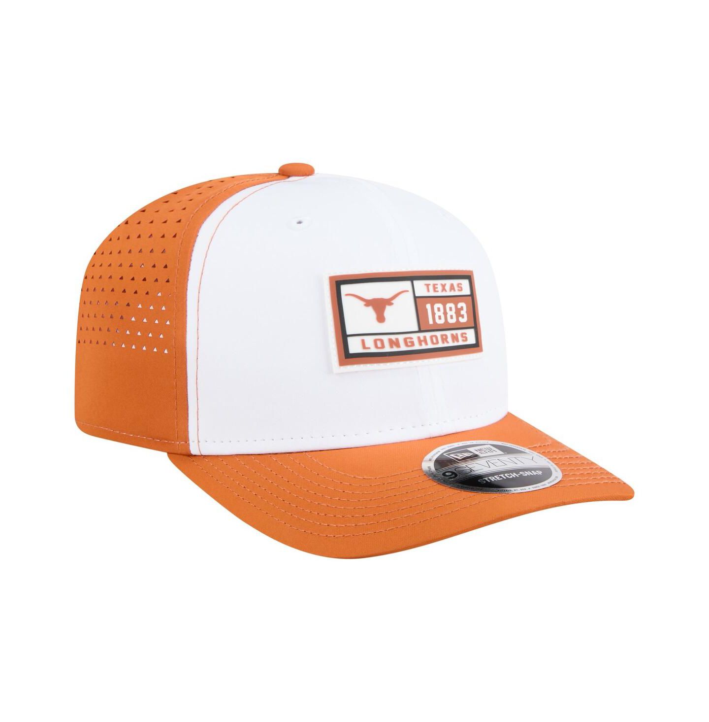 Мужская кепка New Era White/Texas Orange Texas Longhorns Perforated Patched 9SEVENTY Adjustable Hat — фото 2
