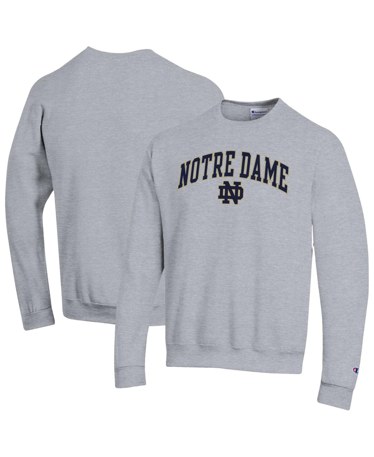 Champion Men's Navy Notre Dame Fighting Irish Arch Over Logo Pullover Sweatshirt - Heather Gray
