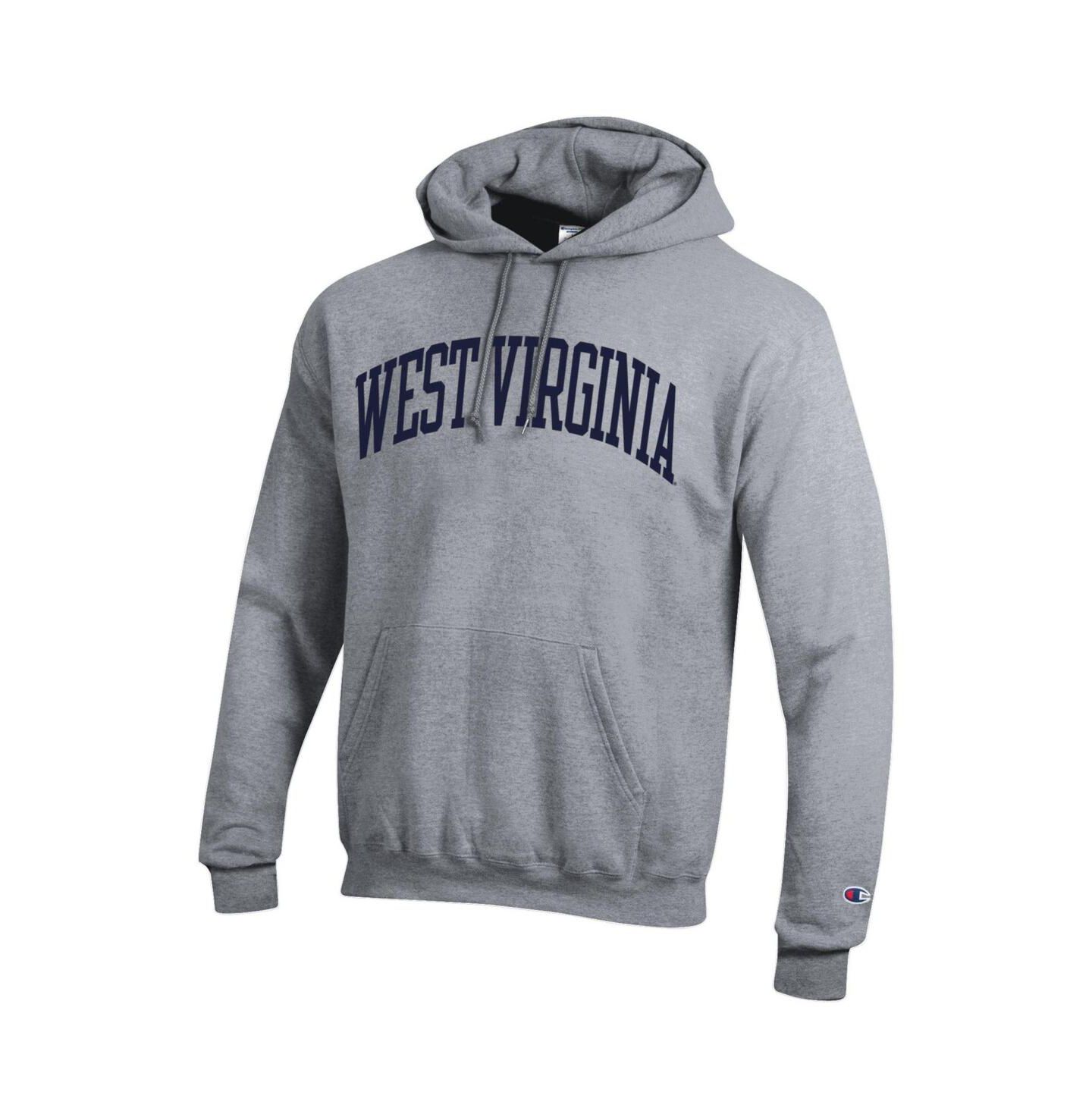 Мужское худи Champion Heather Gray West Virginia Mountaineers Basic Arch Fleece Pullover, цвет: Меланжевый серый — фото 3