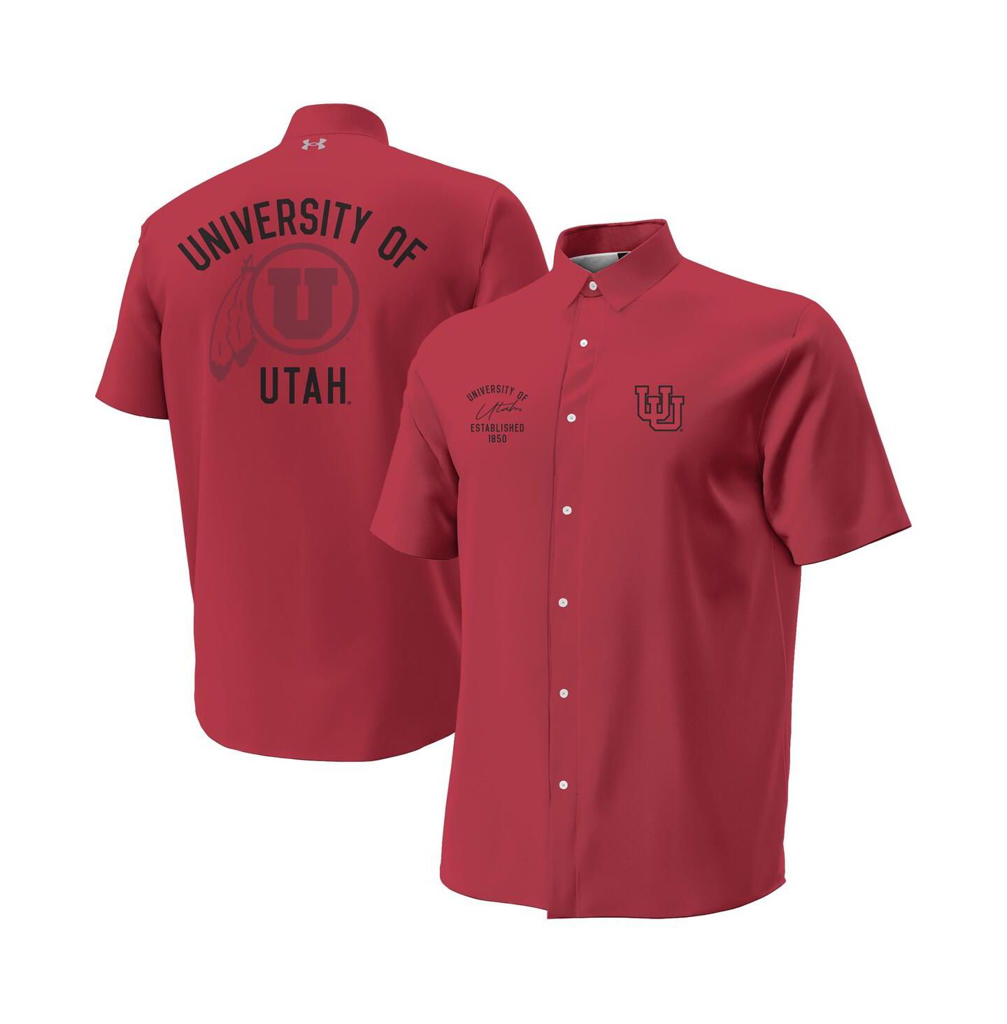 Мужская рубашка Under Armour Red Utah Utes Gameday ArmourFuse Camp Button-Up — фото 1