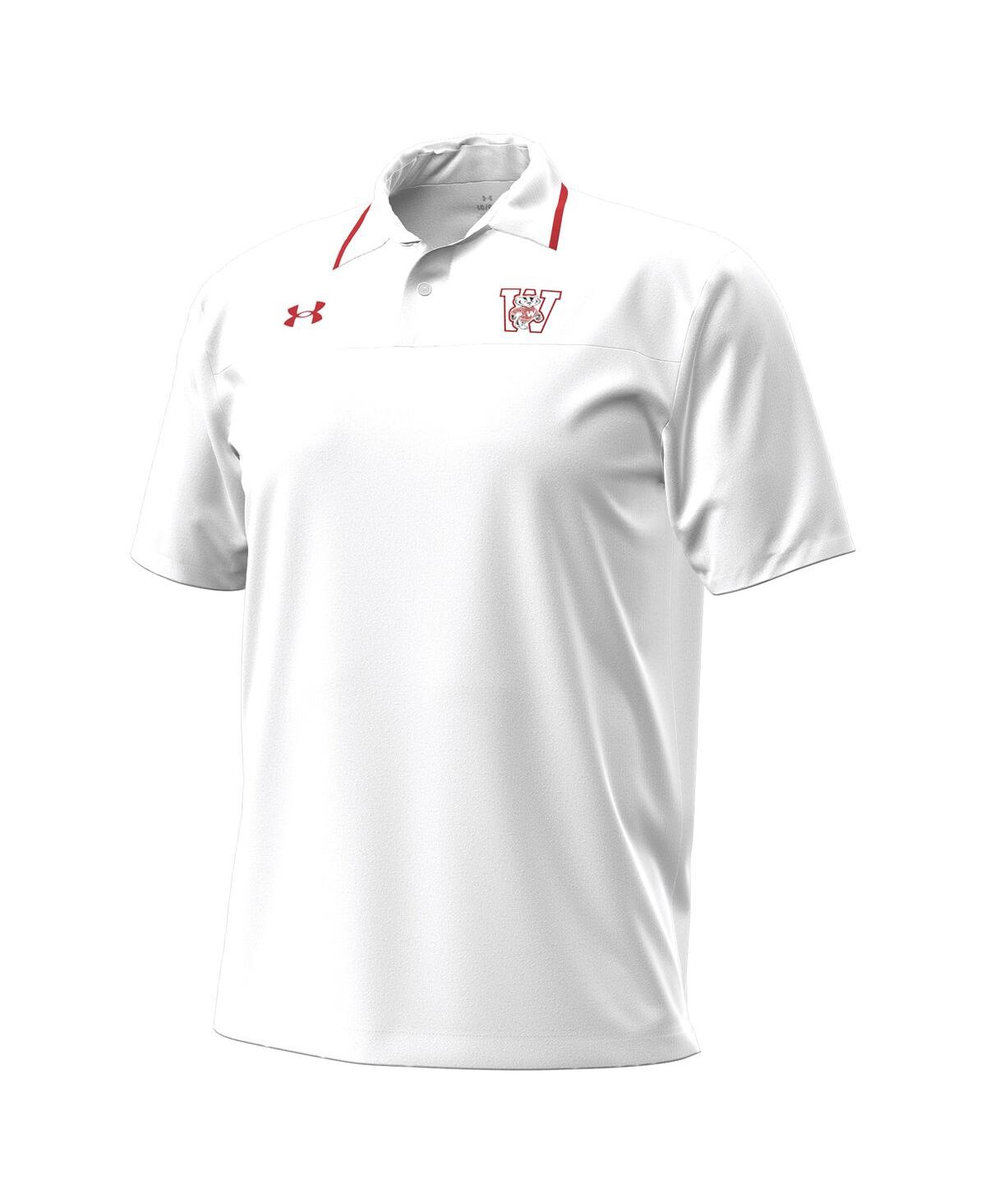 Under Armour Men's White Wisconsin Badgers 1980 Throwback Game Polo Shirt In White