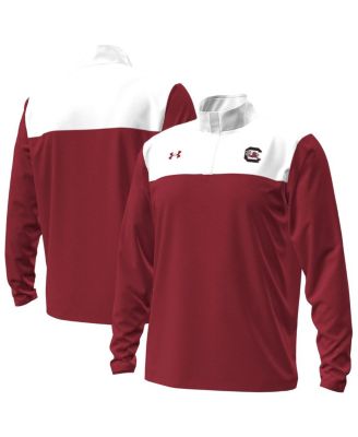 Under Armour - Men's Garnet/White South Carolina Gamecocks Green Blocked Quarter-Zip Pullover Hoodie