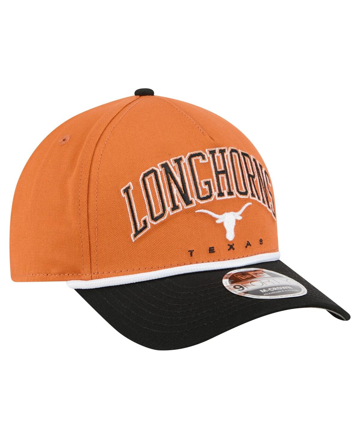 New Era Men's Texas Orange/black Texas Longhorns Arch Two-tone Rope 9forty A-frame M-crown Adjustable Hat In Orange