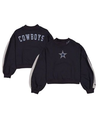 New Era - Women's Navy Dallas Cowboys Sport Night Mock Neck Balloon Sleeve Pullover Sweatshirt