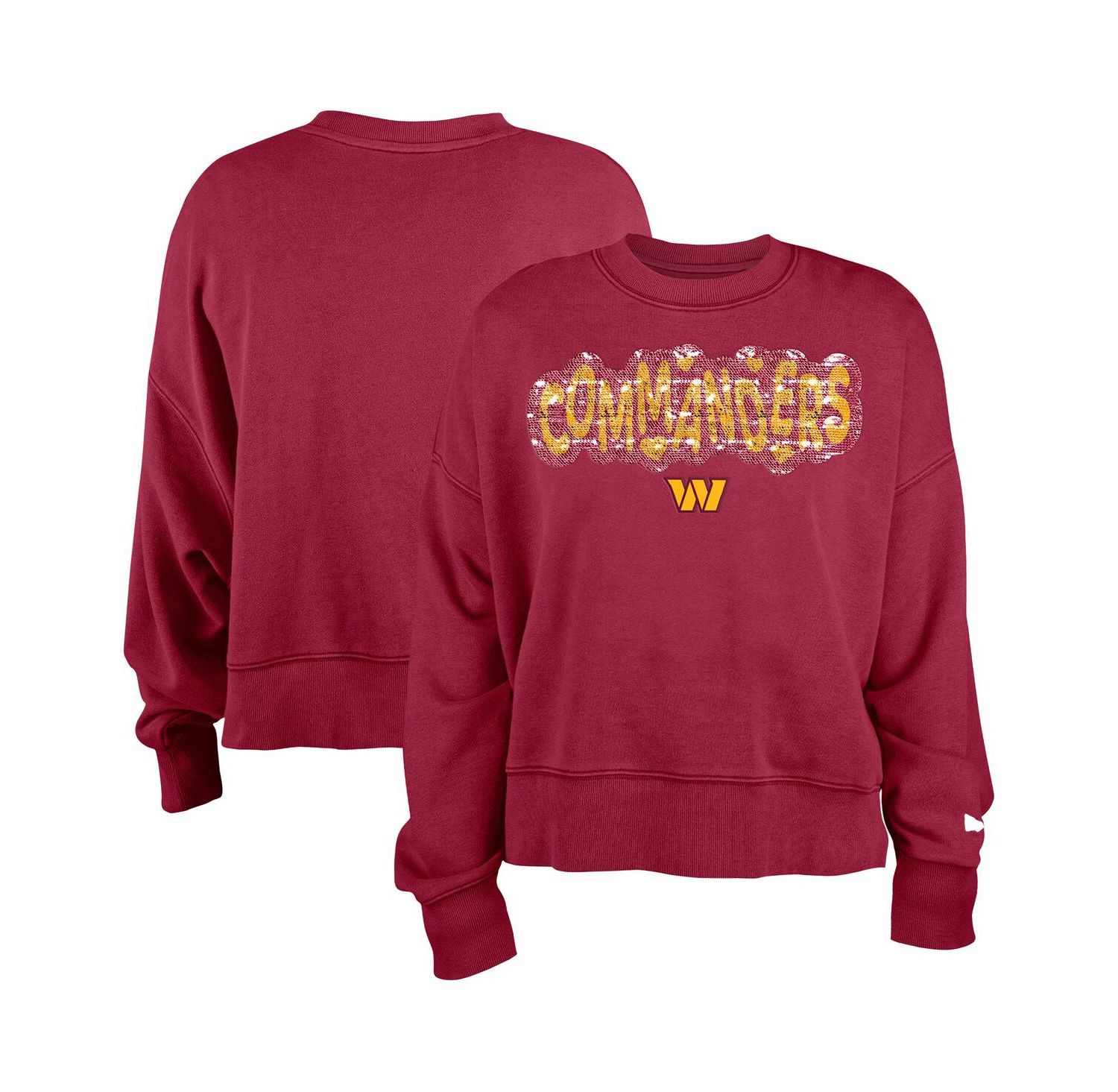 Girl's Burgundy Washington Commanders Flip Sequin Sweatshirt