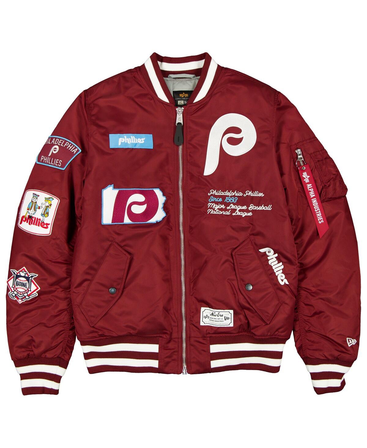 New Era Men's Maroon Philadelphia Phillies Full-zip Bomber Jacket In Red
