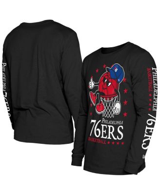 New Era - Men's Black Philadelphia 76ers Old School Sport Long Sleeve T-Shirt
