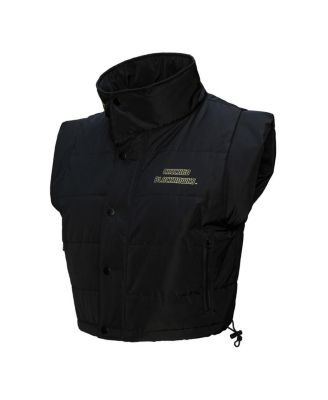 Women's&nbsp;Black Chicago Blackhawks Cropped Full-Zip Puffer Vest