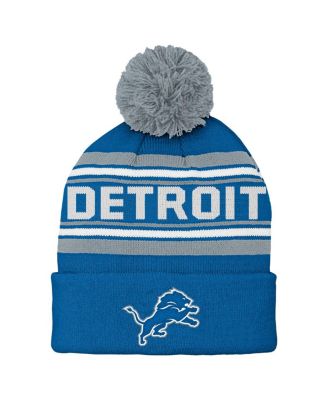 Outerstuff - Preschool Blue Detroit Lions Jacquard Cuffed with Pom Knit Hat