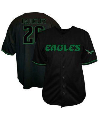 Fanatics - Men's Saquon Barkley Black Philadelphia Eagles Big Tall Baseball Button-Up Shirt