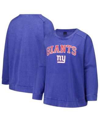 Profile - Women's Royal New York Giants Plus Size Acid Wash Raglan Sweatshirt