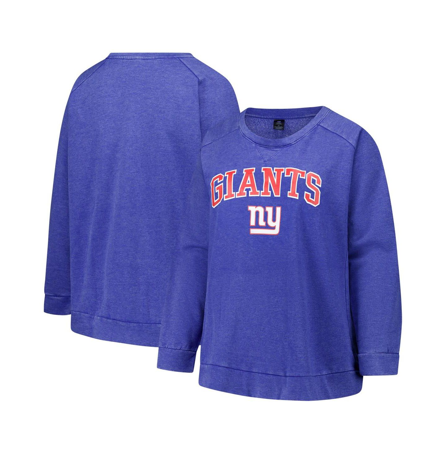 Женская толстовка Profile Royal New York Giants Plus Size Acid Wash Raglan — фото 1