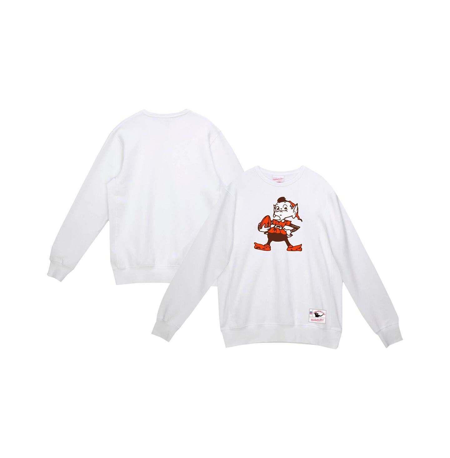 Мужская толстовка Mitchell & Ness White Cleveland Browns Basic Fleece Pullover — фото 1